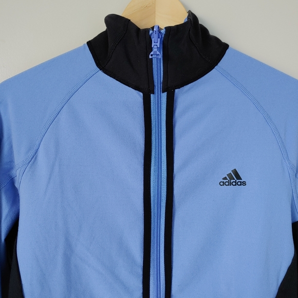 Adidas Reversible Jacket Climalite Size Large Cornflower Blue Black - Picture 6 of 16